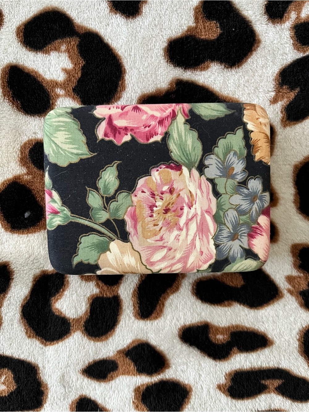 Floral Print Clutch Wallet in Black Background